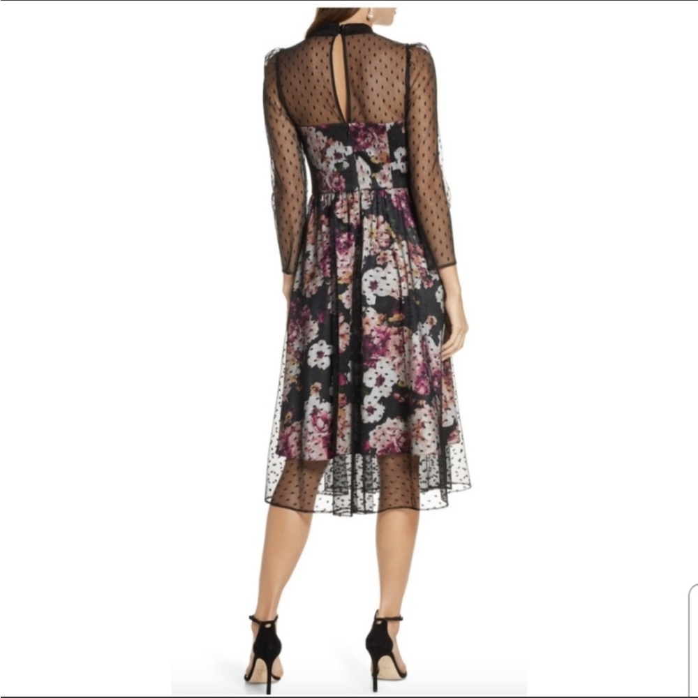 Eliza J Floral Polka Dot Mesh Overlay Dress, size 10 - Picture 5 of 16